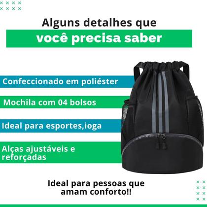 Imagem de Mochila Bolsa Saco De Costas Fitness Esportiva Espaçosa e Resistente Perfeita Para Academia Viagem e Dia a Dia Clio