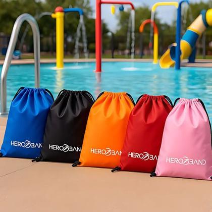 Imagem de Mochila Bolsa Sacola Saco Natação Piscina Impermeável Hero Band Adulto- Preta Azul