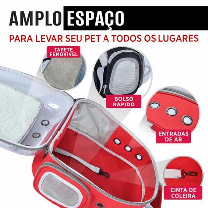 Imagem de Mochila Bolsa Santino PET JOY Com Visor Poliéster Cachorro gato Original Viagem