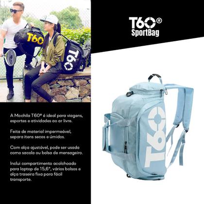 Imagem de Mochila Bolsa T60 Azul Claro Estilosa Multiuso Resistente