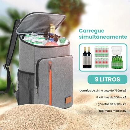 Imagem de Mochila Bolsa Térmica Cooler Grande Espaçosa Viagem Passeio