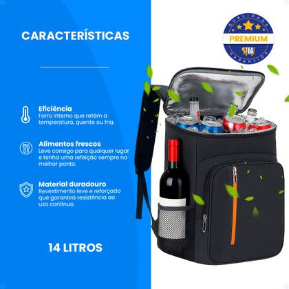 Imagem de Mochila Bolsa Térmica Cooler Grande Espaçosa Viagem Passeio