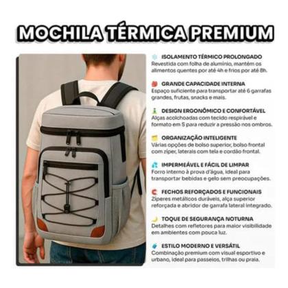 Imagem de Mochila Bolsa Térmica Grande Passeio Acampamento Luxo Viagem Resistente Impermeável