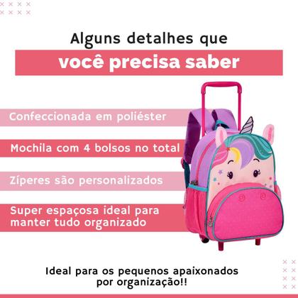 Imagem de Mochila Bolsa Unicórnio C/ Rodinhas Pets Escolar/Passeio Creche - Clio