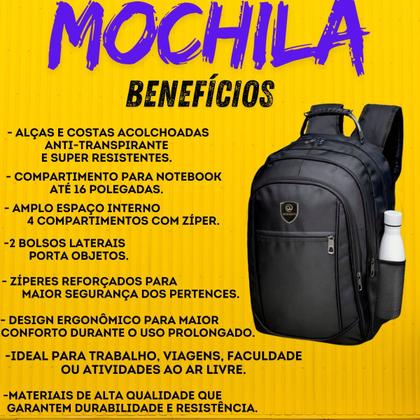 Imagem de Mochila Bolsa Viagem Resistente Impermeável Masculina Feminina Escolar Juvenil