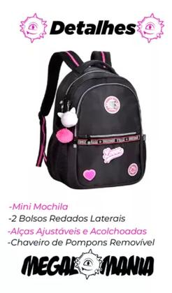 Imagem de Mochila  bombom com chaveiro 3d preta