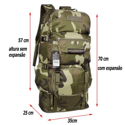 Imagem de Mochila Camping Keuven 70L Expansível Impermeável com Bolsos e Alças Ergonômicas