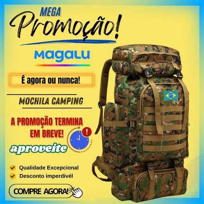 Imagem de Mochila Camping Masculina Cargueira Impermeável Reforçada Grande Espaço Interno Trilha Viagem Acampamento