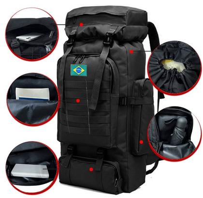 Imagem de Mochila Camping Masculina Cargueira Impermeável Reforçada Grande Espaço Interno Trilha Viagem Acampamento