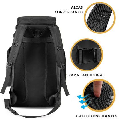 Imagem de Mochila Camping Masculina Cargueira Impermeável Reforçada Grande Espaço Interno Trilha Viagem Acampamento