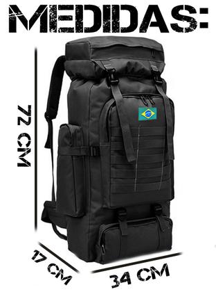 Imagem de Mochila Camping Masculina Cargueira Impermeável Reforçada Grande Espaço Interno Trilha Viagem Acampamento