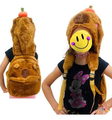 Imagem de Mochila Capivara De Pelúcia Com Touca Removível Incrível