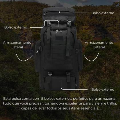 Imagem de Mochila Cargueira Trilha Camping Militar Impermeavel 80l