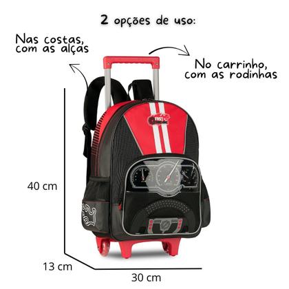 Imagem de Mochila Carrinho Infantil Fast Machine Bolsa Escolar Carros