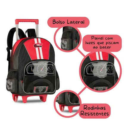 Imagem de Mochila Carrinho Infantil Fast Machine Bolsa Escolar Carros