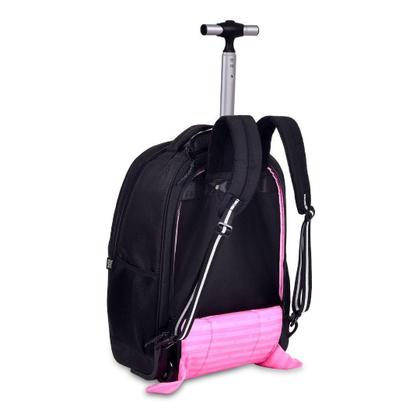 Imagem de Mochila Carrinho Rebecca Bonbon Rodinhas Preta Menina Escola