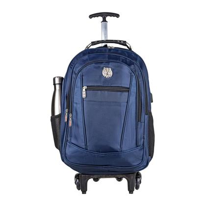 Imagem de Mochila Carrinho Rodinha Masculina Impermeável Escolar Reforçada Azul