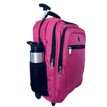 Imagem de Mochila Carrinho Rodinha REFORÇADA NOTEBOOK ROSA IMPERMEAVEL