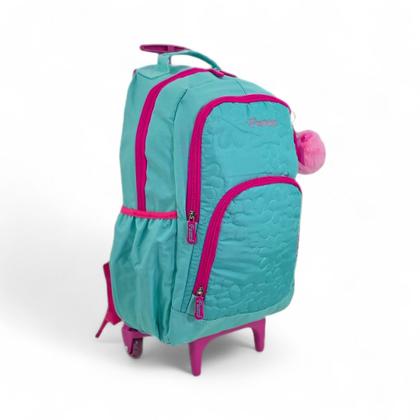 Imagem de Mochila colorida grande feminina juvenil adolescente menina escolar passeio viagem trabalho rodinha fuseco