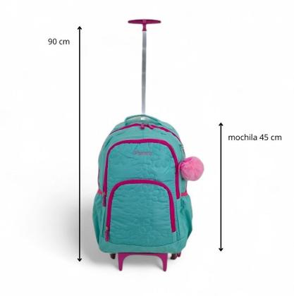 Imagem de Mochila colorida grande feminina juvenil adolescente menina escolar passeio viagem trabalho rodinha fuseco