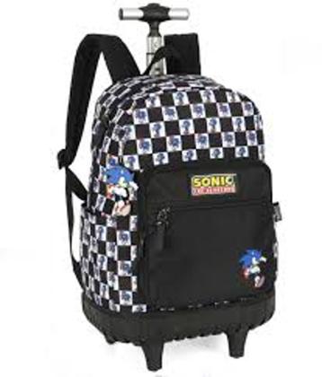 Imagem de Mochila Com Carrinho Luxcel Sonic Preto Quadriculado  (41834)