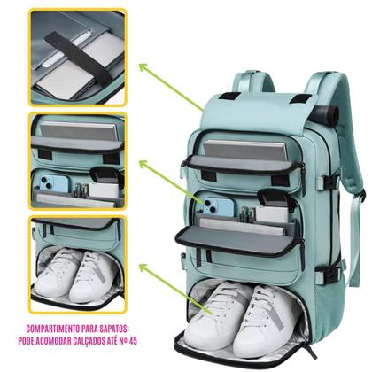 Imagem de Mochila com Compartimento Entrada Usb Vários Bolsos Alça Reforçada Fixação Mala Ideal para Viagem Executiva Escola Trabalho Bolsa Versátil