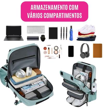 Imagem de Mochila com Compartimento Entrada Usb Vários Bolsos Alça Reforçada Fixação Mala Ideal para Viagem Executiva Escola Trabalho Bolsa Versátil