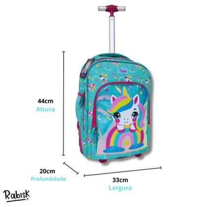 Imagem de Mochila com Rodas Rabisk Teen Unicórnio RKU5002C Cor: Verde