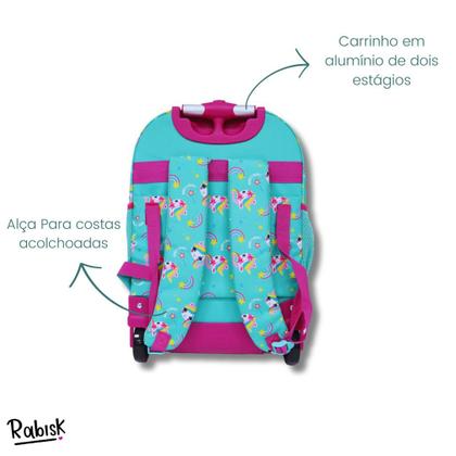 Imagem de Mochila com Rodas Rabisk Teen Unicórnio RKU5002C Cor: Verde