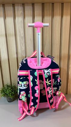 Imagem de Mochila com Rodinha Puket Menina Panda Miami Azul-Marinho