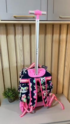 Imagem de Mochila com Rodinha Puket Menina Panda Miami Azul-Marinho