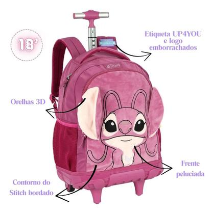 Imagem de Mochila Com Rodinhas Escolar Stitch Roxo