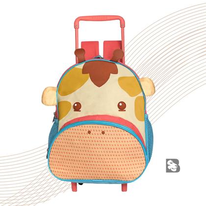 Imagem de Mochila Com Rodinhas Infantil Para Escola Passeio Impermeável Com Bolsos Laterais Para Garrafas