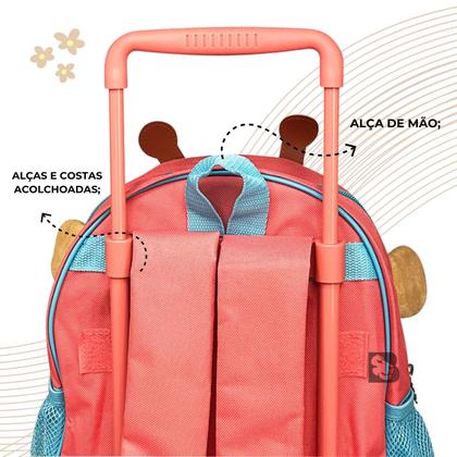 Imagem de Mochila Com Rodinhas Infantil Para Escola Passeio Impermeável Com Bolsos Laterais Para Garrafas