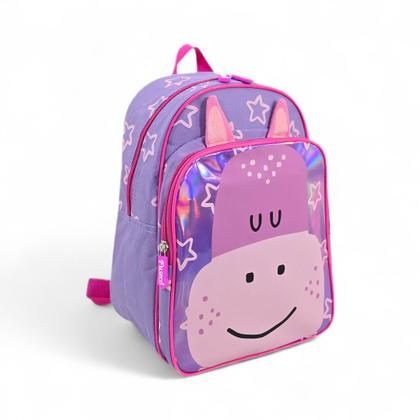 Imagem de Mochila costa escolar passeio creche maternal infantil animais bichinhos pet zoo leaozinho hipopotamo zebra