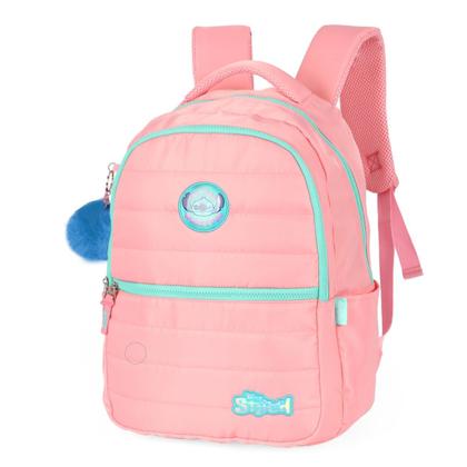 Imagem de Mochila Costa Infantil Stitch Escolar Salmão Disney Menina