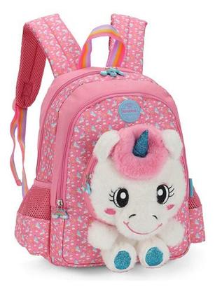 Imagem de Mochila Costas  14  Infantil 3d Pelúcia Coelho Unicórnio