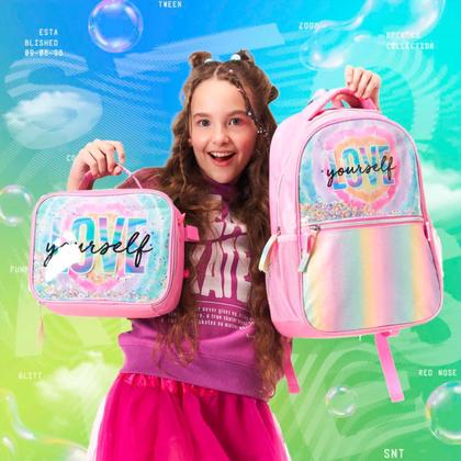 Imagem de Mochila Costas Com Lancheira Feminina Escolar Love Seanite 