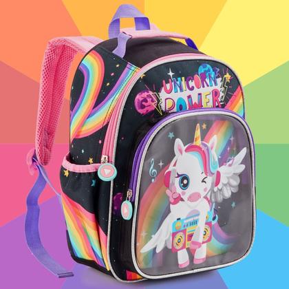 Imagem de Mochila Costas Creche Infantil Unicórnio Resistente Meninas