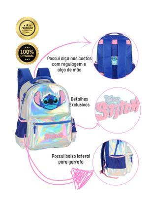 Imagem de Mochila Costas Escolar Lilo Stitch Prata 3D IS41681