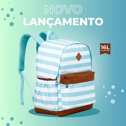 Imagem de Mochila Costas Grande Bolsa Escolar Listras Reforçada Menina