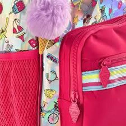 Imagem de Mochila Costas Holográfica Prateada Happy com Pompom Clio Style HL23084J