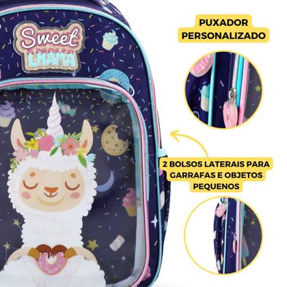 Imagem de Mochila Costas Infantil Lhama Fofinha Meninas Escolar