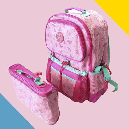 Imagem de Mochila Costas Infantil Menina Lancheira Térmica Grande Porta Garrafa Escolar Bolsa Passeio Feminina