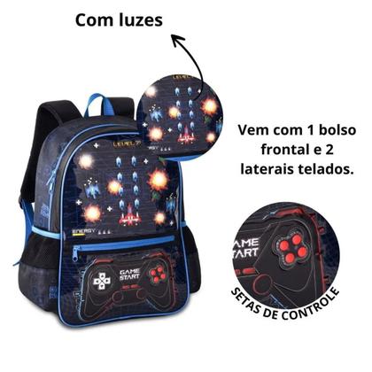 Imagem de Mochila Costas Infantil Video Game Start Com Luzes Infantil Escolar Clio Style
