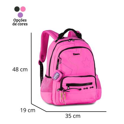 Imagem de Mochila Costas Luluca Bolsa Juvenil Meninas com Chaveiro
