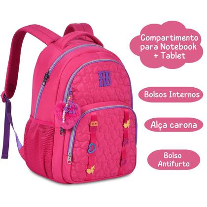 Imagem de Mochila Costas Rebecca Bonbon com Garrafa Térmica Kit Escolar 