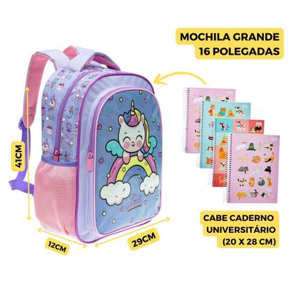 Imagem de Mochila Costas Unicornio Nuvem Infantil Escolar Menina