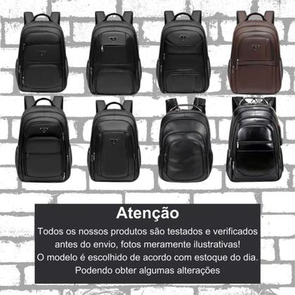 Imagem de Mochila Couro Preta Reforçada Multifuncional Resistente Estilosa