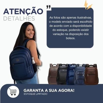 Imagem de Mochila Couro Rodinha Notebook Executiva Universitária Azul